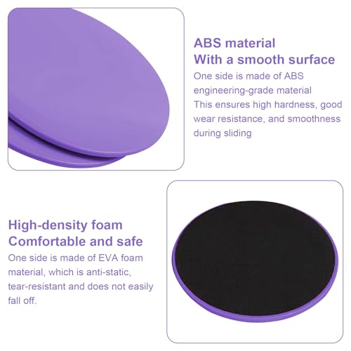 17.5cm/6.89In Round Core Sliders for Working Out,Set of 4 Exercise Core Pilates Sliders,Floor Foot Slider for Exercise 2 Color - color: blue + purple