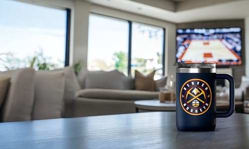 Hydrapeak NBA Officially Licensed All-Team Sticker Print 18oz Insulated Coffee & Tea Mug with Flip Sip Lid & Handle, Stainless Steel Travel Mug for Hot & Cold Drinks - color: NBA Current, size: 18 Ounces