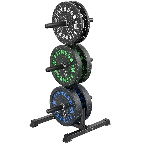 HANDBODE Weight Plate Rack with Barbell Storage, 1100 lbs Capacity | 6-Peg Vertical Holder for 1- or 2-Inch Plates, Heavy-Duty Organizer for Home Gym - style: 160 LB - Set with Rack