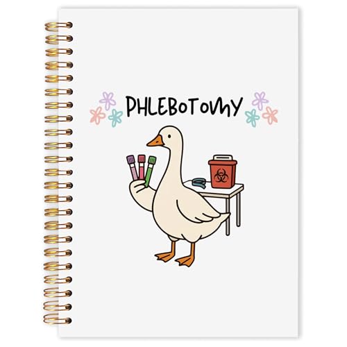 OJMFHEGEE Phlebotomy Phlebotomist Gifts Spiral Notebook 5.5x8.3 in, Funny Goose Phlebotomy Nurse Medical Hardcover Notebook Journal Gifts for Work Study Women - color: Goose Phlebotomy Nurse