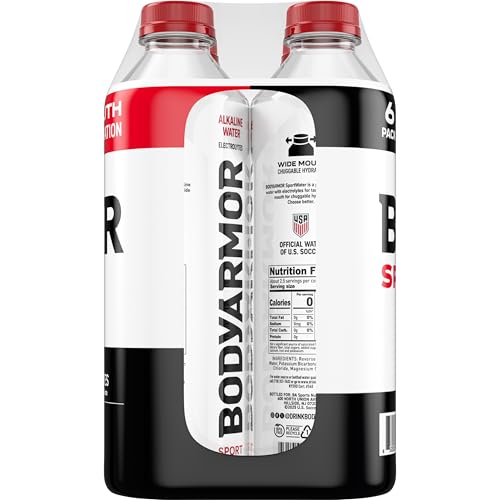 BODYARMOR SportWater Alkaline Water, Superior Hydration, High Alkaline Water pH 9+, Electrolytes, Perfect for your Active Lifestyle, 1 Liter (Pack of 6) - size: 1 Liter (Pack of 6)