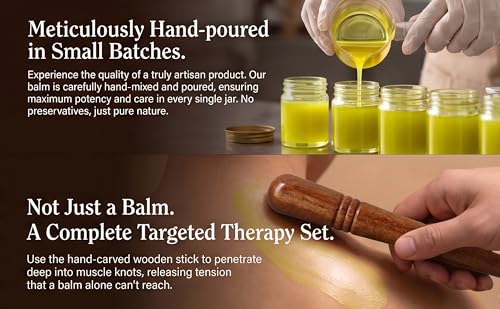Turmeric & Plai Thai Herbal Muscle Balm with Massage Stick - Soothing & Cooling Aromatherapy Rub for Back, Neck & Joint Comfort - Citrus Essential Oils - Post Yoga & Workout Recovery Set