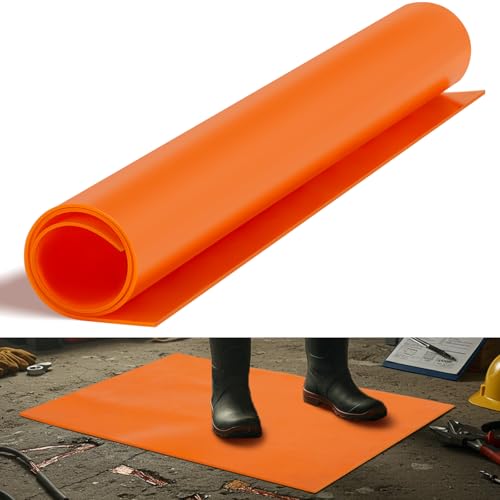 1 Pcs 20" x 20" Electrical Insulating Rubber Mat, 0.12" Thick Dielectric Safety Mat Rated for 1000v, Non-conductive Rubber Blanket for Electricians, Electrical Panels, Industrial Workstations - color: Orange, size: 20" X 20" X 0.12"