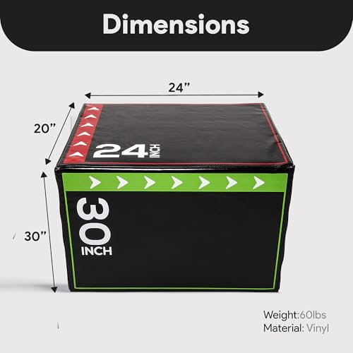 BalanceFrom 3-in-1 Foam Plyometric Jump Box for Home Gym with Multiple Height Options – Versatile Plyo with Non-Slip Surface for Strength, HIIT, Step-Ups, and Agility Training - color: Multi-Color, style: 20 x 24 x 30 inch (60lbs)