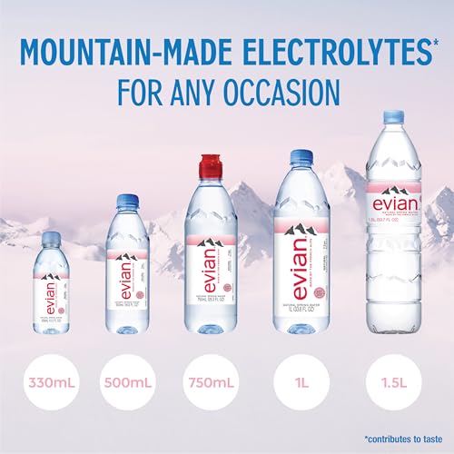 evian Natural Spring Water, 750 ml (25.36 fluid ounce) Water Bottle with Sports Cap, 12 Pack - size: 304.8 Fl Oz (Pack of 1)