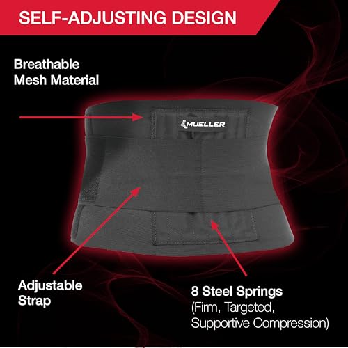 MUELLER Sports Medicine Adjustable Back Brace, Ideal for Upper and Lower Back Pain, Relief & Support for Men and Women, Strains, Sciatica, Scoliosis, Black - style: Small