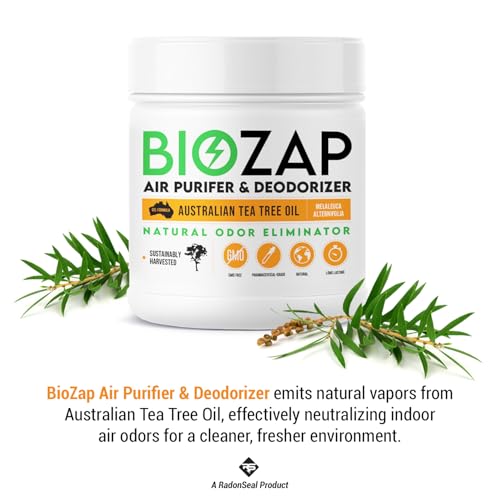 BioZap Air Purifier & Deodorizer (16-oz Jar) - Australian Tea Tree Oil Gel. Naturally Eliminates Odors in Basements, Crawlspaces, Gyms, Cars, Closets and More.
