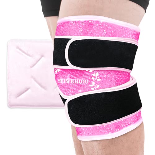 Knee Ice Pack Wrap for Pain Relief Reusable Gel Ice Wrap for Leg Injuries Swelling Knee Replacement Post-Surgery Recovery Adjustable Cold Compression Therapy Wrap for Arthritis Meniscus Tear (Pink) - color: Pink