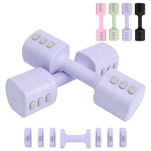 kisnbld Adjustable Dumbbell Set, 2-in-1 Dumbbells & Kettlebell,Hand Weights | 2.2-5.5lb Each Free Weights for Women Beginners with Fast Adjustment,Weights Set for Home Gym & Outdoor Exercise Training - color: Purple