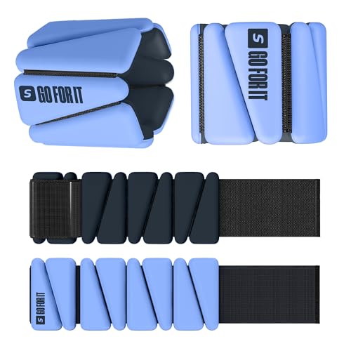 SPORTBIT Wrist and Ankle Weights for Women - Set of 2 (1lb Each) Wearable Ankle & Wrist Weights - Leg & Arm Bands, Silicone Weighted Bracelets for Workout, Walking, Running, Yoga, Pilates - color: Light Blue