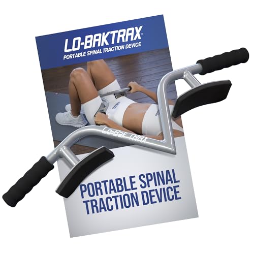 Lo-Bak TRAX by EZ-Bak Lumbar Spine Stretcher - Upper and Lower Back Stretcher for Herniated Disc & Sciatica Scoliosis - Portable Lumbar Traction Device for Spinal Decompression and Back Pain - color: Platinum