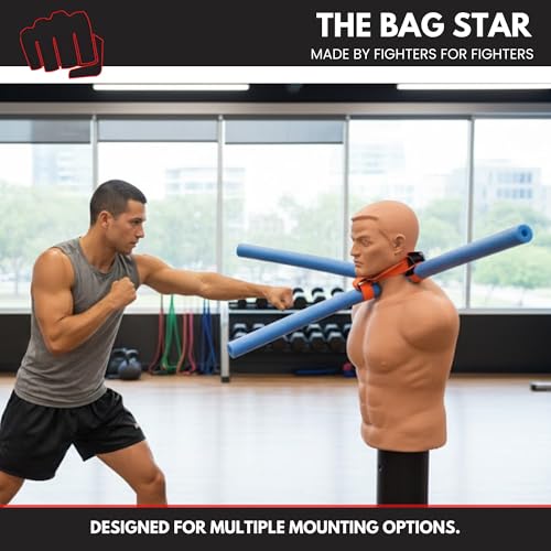 3 Arm Star Training Attachment Rotating 360° Foam Arms, Heavy Bag Reflex Trainer for Slipping, Rolling & Counter Striking Made in USA