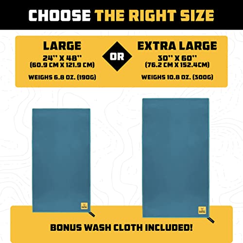 Wise Owl Outfitters Microfiber Camping Towel - Quick Dry Towel for Travel, Backpacking, Hiking, Beach, Gym & Yoga - Compact, Fast Drying & Lightweight - color: Marine Blue, size: X-Large (30x60) + Washcloth (12x24)