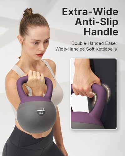 YOTTOY Soft Kettlebell, Set for Strength Training Kettlebells & Home Workouts, Soft-Sided Cushioned Base, Wide-Handle - Ideal for Men, Women, & Beginners - color: 20LB-Purple