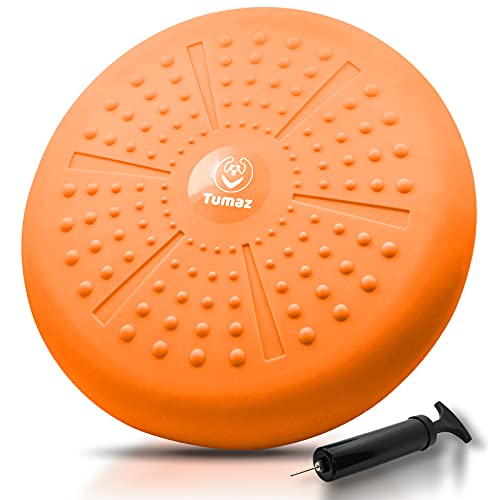 Tumaz Wobble Cushion - Wiggle Seat to Improve Sitting Posture & Stay Focused for Sensory Kids, Balance Disc to Core Strength & Flexible Seating [Extra Thick Balance Board, Pump Included Wobble Board] | Extra Thick | Supports Active Sitting | For Sensory K