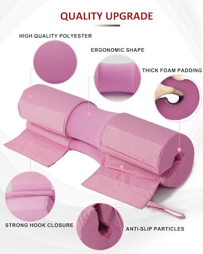 Barbell Squat Pad Set- Nylon Padding AntiSlip- Thick Foam Barbell Pad for Squats Cushion,Lunges&Bar Padding for Hip Thrusts -Standard Olympic Weight Bar Pad (Wrist Straps Weightlifting-Ankle Straps) - color: Pink