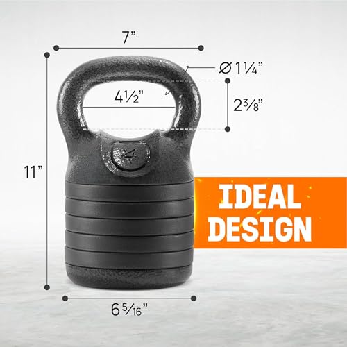 Yes4All Adjustable Kettlebell Set, 20–40 LB Weight Set, Solid Cast Iron Handle with Spacer Disks & Secure Lock, Space-Saving Kettlebell for Home Gym Strength Training, Black - size: 20 Pounds