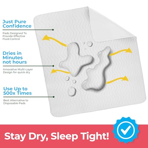 Utopia Bedding Washable Underpads 34" x 36" (Pack of 4), Waterproof Reusable Heavy Absorbency Incontinence Bed Pads for Adults, Kids, Elderly and Pets, Bedwetting Pads for Sofa and Couch (White) - color: White, size: 34x36 Inch (Pack of 4)