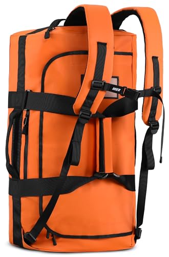 MIER 40L/60L/90L Water Resistant Backpack Duffel, Heavy Duty Duffle Bags | Heavy-Duty; Inner Zipper Pockets; Suit for Travel Gym Camping Sports Weekend Getaways; Convertible with Backpack Straps - color: Orange, size: 60l