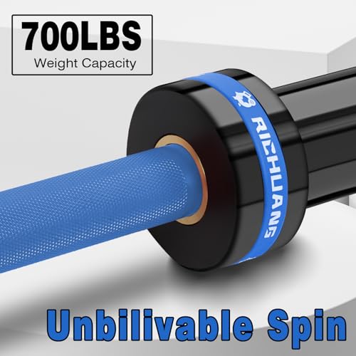 7ft Olympic Barbell 28mm 45lb – 500/700/1000LB Bar for Home Gym | Ceramic coated steel. Smooth spinning sleeves. Fits 2" plates. For snatch, clean and jerk, squats, deadlifts, bench press. - color: Blue-700LBS
