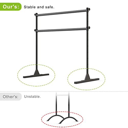 SELEWARE Height Adjustable Ballet Barre Freestanding Ballet Bar Heavy Duty Dance Bar Support Barre Movements Body Stretch Pull-ups, Sturdy Construction Never Fall Apart, Anti-Slip - color: 4 FT (Steel Crossbar, Black)