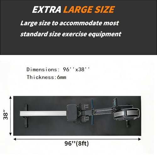 ZENY Large Exercise Equipment Mat 96"x38" - Heavy Duty Floor Protection for Treadmill, Bike & Elliptical, 6mm Thick Non-Slip Shock Absorbing Gym Mat (Black, 96''x38'', 4)