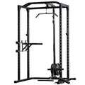 REP Fitness PR-1100 Power Rack - 700 lbs Rated Lifting Cage for Weight Training - color: Black, style: Power Rack + Dip Attachment + Lat Pulldown + Landmine Attachment