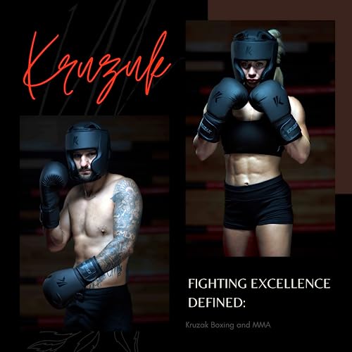 Kruzak Matte Black Boxing Gloves and Pads, Boxing Gloves Training Set for Kickboxing and Muay Thai MMA Training - Boxing Kit for Adults with Punching Pads for Martial Arts and Karate - size: 14 oz