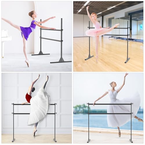SELEWARE Height Adjustable Ballet Barre Freestanding Ballet Bar Heavy Duty Dance Bar Support Barre Movements Body Stretch Pull-ups, Sturdy Construction Never Fall Apart, Anti-Slip - color: 6 FT (Steel Crossbar, Black)