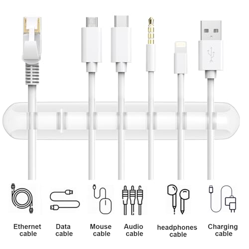 SOULWIT Cable Holder Clips, 3-Pack Cable Management Cord Organizer Clips Silicone Self Adhesive for Desktop USB Charging Cable Nightstand Power Cord Mouse Cable Wire PC Office Home - color: 357-Slot-Clear