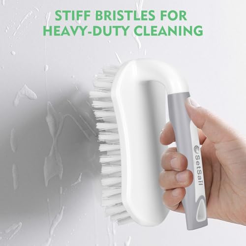 SetSail Scrub Brush, Heavy-Duty Scrub Brushes for Cleaning with Stiff Bristles Cleaning Brush for Shower, Bathroom, Carpet, Kitchen and Bathtub Scrubber - 2 Pack - color: Grey White, size: 2-pack