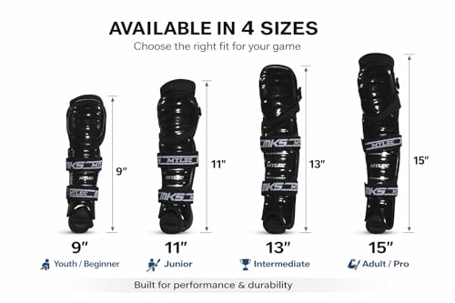 MyLec MK5 Street/DEK Shin Pad, Lightweight & Durable Hockey Accessories, 360° Straps, Hard Front Shells, Breathable Material, Metatarsal Padding Ice Hockey Shin Guards, Foam Rubber - color: Black, size: 11"