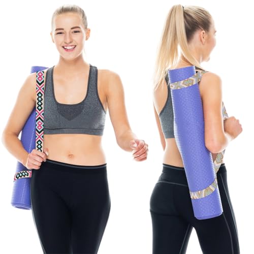 6 Packs Yoga Strap for Stretching Yoga Belt Adjustable Straps for Non Elastic Stretching Strap Exercise Straps for Pilates - color: Geometric Style