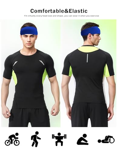 Headbands for Men & Women, Sweat Headband Non-Slip Sweatband Sports Running Cycling Yoga Basketball Workout Football Training - color: Royal Blue