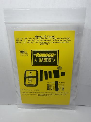 Ranger Bands® 35 Count Mixed Count Made from EPDM Rubber for Survival and Strapping Gear Made in The USA Tactical Rubber Bands, Heavy Duty Rubber Bands Black.