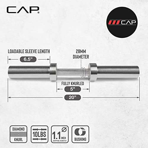 CAP Barbell Olympic Dumbbell Handles | Multiple options - style: Chrome No Collars