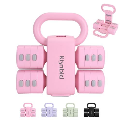 kisnbld Adjustable Dumbbell Set, 2-in-1 Dumbbells & Kettlebell,Hand Weights | 2.2-5.5lb Each Free Weights for Women Beginners with Fast Adjustment,Weights Set for Home Gym & Outdoor Exercise Training - color: Pink