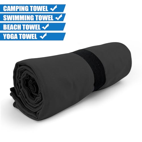 Camping Towel L Size Microfiber Quick Dry Lightweight Travel Body Swimming Pool Beach Yoga Mat Towels (Black, 1 Pack L) - color: Black, size: 1 Pack L