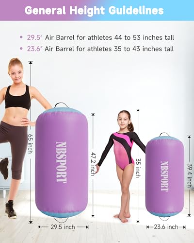 Air Barrel - Air Roller Gymnastics Barrel for Back Handspring Trainer, Air Tumble Mat with Pump for Gym Training/Yoga Balance Exercise/Cheerleading/Home and Outdoor Use - color: Purple + Blue, size: 39.4x23.6inch