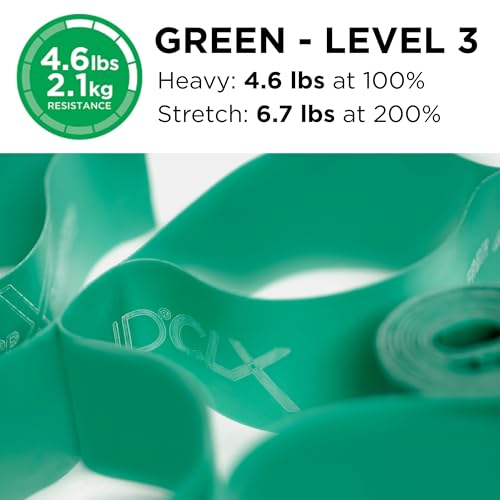 THERABAND CLX Resistance Band with Loops, 5 Feet, Silver, Super Heavy, Non-Latex, Elastic Band for Exercise, Mobility & Rehab, Stretching, Home Workouts, Color-Coded for Easy Resistance Levels - color: Level 3 / Heavy - Green