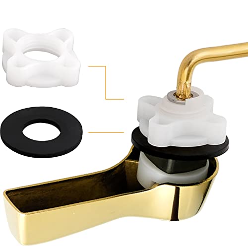Hibbent Universal Metal Front Mount Toilet Handle Replacement Kit | Shinny Gold Solid Brass Toilet Flush Tank Lever, Stainless Steel Flapper Chains for Most Toilet Tanks - color: Polished Brass, style: Upgraded Front Mount