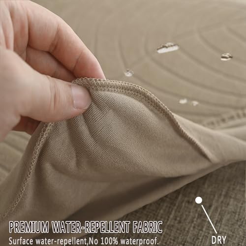 Wingback Chair Cover Waterproof,Stretch Jacquard Slipcover(Sand,4PCS) | Instant room refresh with easy cleanup, dependable mess protection, and a neat tailored look for family spaces. - color: Sand