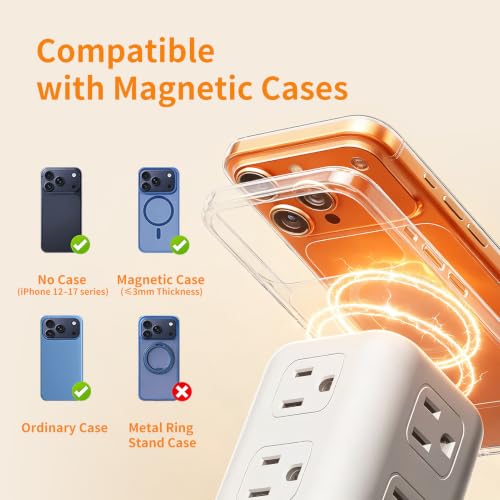 Extension Cord with Multiple Outlets, SMALLRT Power Strip Tower, 10FT Outlet Extender with 12 AC Outlets 4 USB, Power Strip with USB Ports for Home Office Dorm Room,Overload Protection - color: White, size: 10 Ft with wireless charging