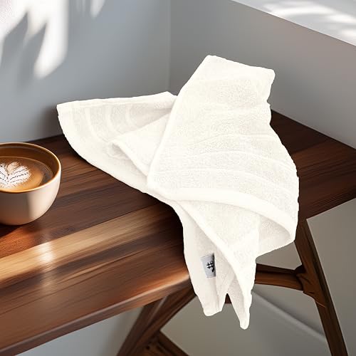 Tens Towels Pack of 6 Hand Towels, 100% Cotton, Lighter Weight, Quick to Dry, 16 x 28 Inches, Super Soft & Absorbent, Perfect for Bathroom & Kitchen, Cream - color: Cream