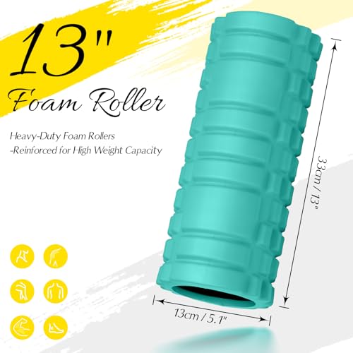 Foam Roller - 13'' Multi-Density Massage Roller for Deep Tissue & Muscle Recovery - Relieves Tight, Sore Muscles & Kinks, Improves Mobility & Circulation - Targets Key Body Parts (Aqua) - color: Aqua