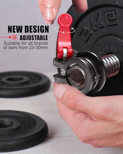 Mini Barbell Clips 1 inch I Multi-Size Adjustable Barbell Collar I 1 inch Barbell ClampsIQuick Release Weight Clips Pair of Locking for Dumbbell Bar - color: Black+red