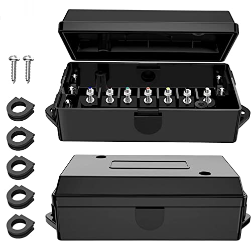 Nilight 2PACK 7 Way Electrical Trailer Junction Box 7 Gang Trailer Wire Connector Junction Box Weatherproof for Rewiring Camper RV Caravans Boat 7 Pole Cable Connection Box,2 Years Warranty - 50061B - color: Junction Box 2PCS