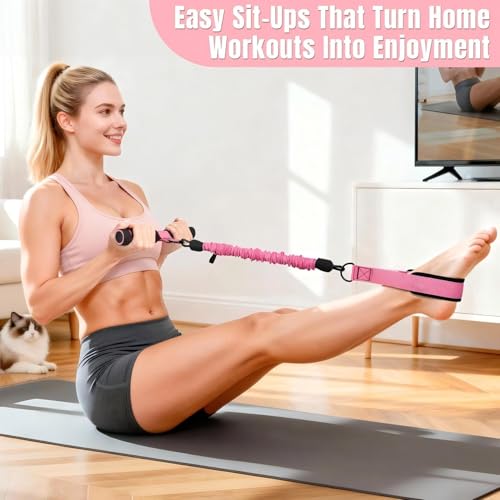 Resistance Exercise Band with Handles, Workout Band Weight Band for Physical Therapy,Strength Training Home Gym Fitness,with Door Anchor & Storage Bag. - color: Pink(30LBS,30LBS,30LBS）