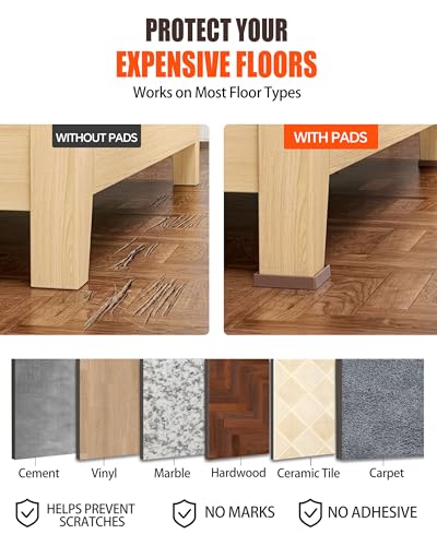 xxxHOLIC Rubber Non Slip Furniture Pads, 3" x 3" Brown Square, Set of 4 | Furniture Cups for Hardwood Floors, Rubber Furniture Grippers, Anti Slide Bed Frame & Couch Stoppers - color: Brown, size: 3"*3"Square