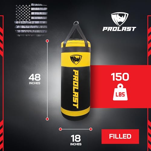 4Ft XL 135Lb Heavy Punching Kicking Bag for Adults, Boxing, MMA, Martial Arts, Muay Thai, Strength Training Equipment, Special Edition Rhino Logo - color: Yellow / Black, style: Filled